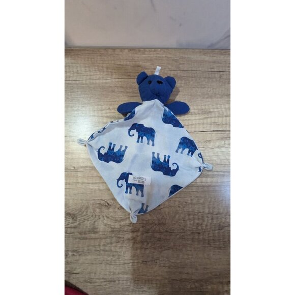 Sleep on It Blue Bear Elephants Security Blanket/Lovey 7" - Picture 2 of 7